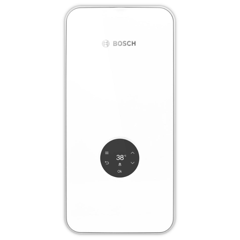 BOSCH weisser Durchlauferhitzer TR8501i 15/18/21 DESOAB Frontalansicht mit Touch-Display | Klimaworld.com
