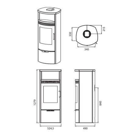 TermaTech | Kaminofen | TT10HS | 6 kW | Warmhaltefach | grau