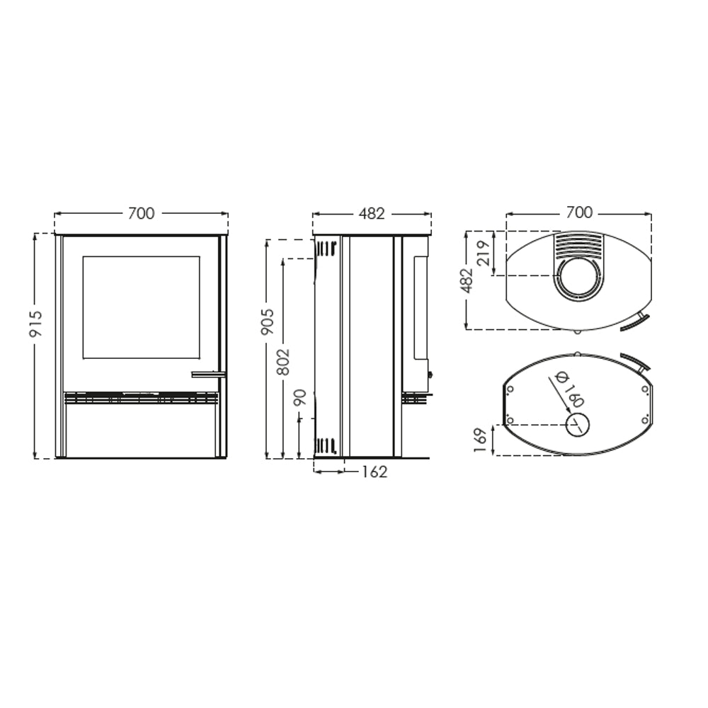 TermaTech | Kaminofen | TT22 | 7,5 kW | Stahl | schwarz