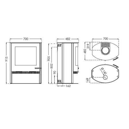 TermaTech | Kaminofen | TT22 | 7,5 kW | Stahl | schwarz