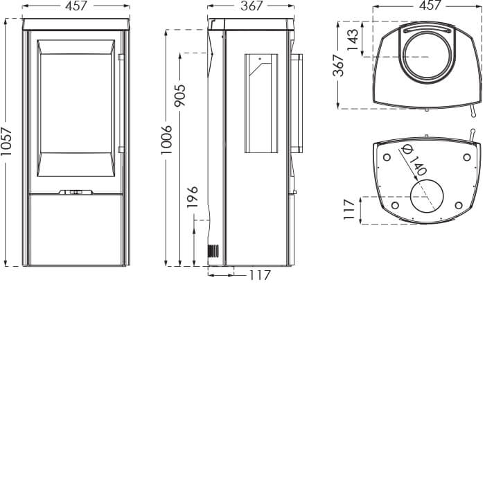 TermaTech | Kaminofen | 5,6kW ➔ Technische Zeichnung