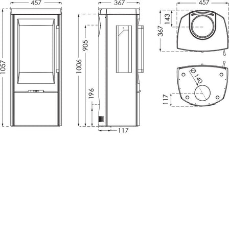 TermaTech | Kaminofen | 5,6kW ➔ Technische Zeichnung