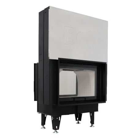 BeF Home schwarzer Warmluft Kamineinsatz TWIN V 8 II mit hochschiebbarer Scheibe | klimaworld.com