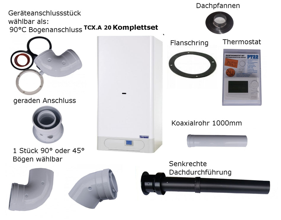 Raumluftunabhängige Gastherme Therm PRO 20 TCX mit 9 - 20 kW DACH-SET