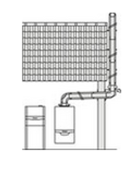 Abgasleitung entlang Hausfassade mit Schrägdachdurchführung  ( 25°-50° ) | 5 Meter