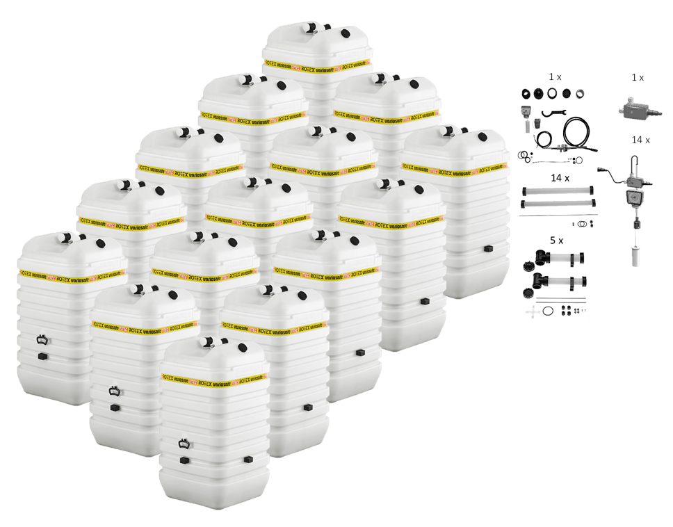 Rotex Heizöltank variosafe Set - 15x600 L Tank inkl. Zubehör | VSF 611 ➔ Klimaworld.com