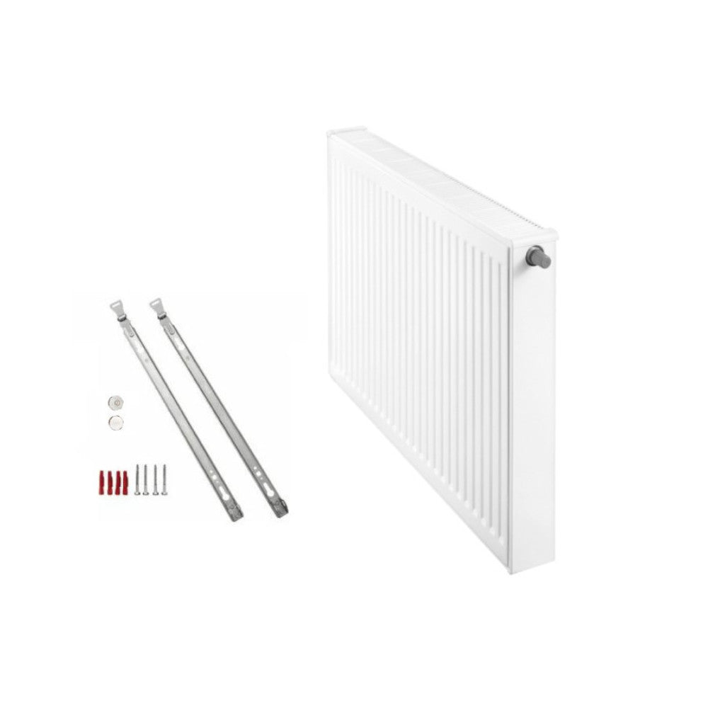 Profilierter Buderus Logatrend Ventilkompaktheizkoerper in Weiss mit integriertem Ventil, inklusive Montageset und Stopfen | klimaworld.com