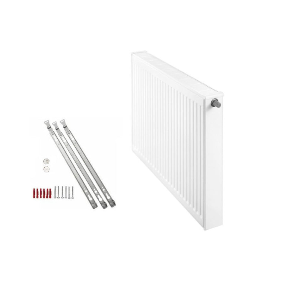 Profilierter Buderus Logatrend Ventilkompaktheizkoerper in Weiss mit integriertem Ventil, inklusive Montageset und Stopfen | klimaworld.com