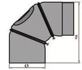 Rauchrohrbogen verstellbar 0-90° mit Tür Durchmesser 140mm