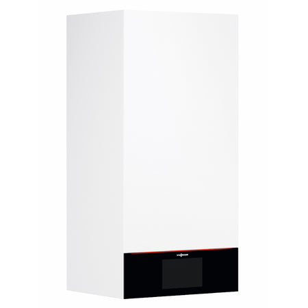 Weisses Viessmann Vitocal 250-A Modular Innengeraet IDU-A in eckigem Design mit schwarzem Bedienfeld unten | Klimaworld.com