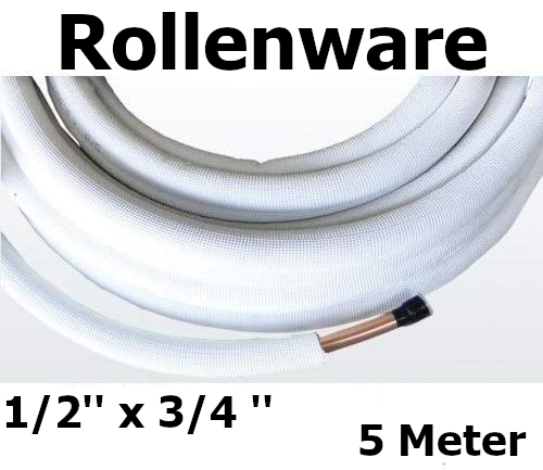 Kältemittelleitung isoliert Klimarohr Doppelrohrleitung 1/2 x 3/4 Zoll | mit Text | geboerdelt | klimaworlv.com