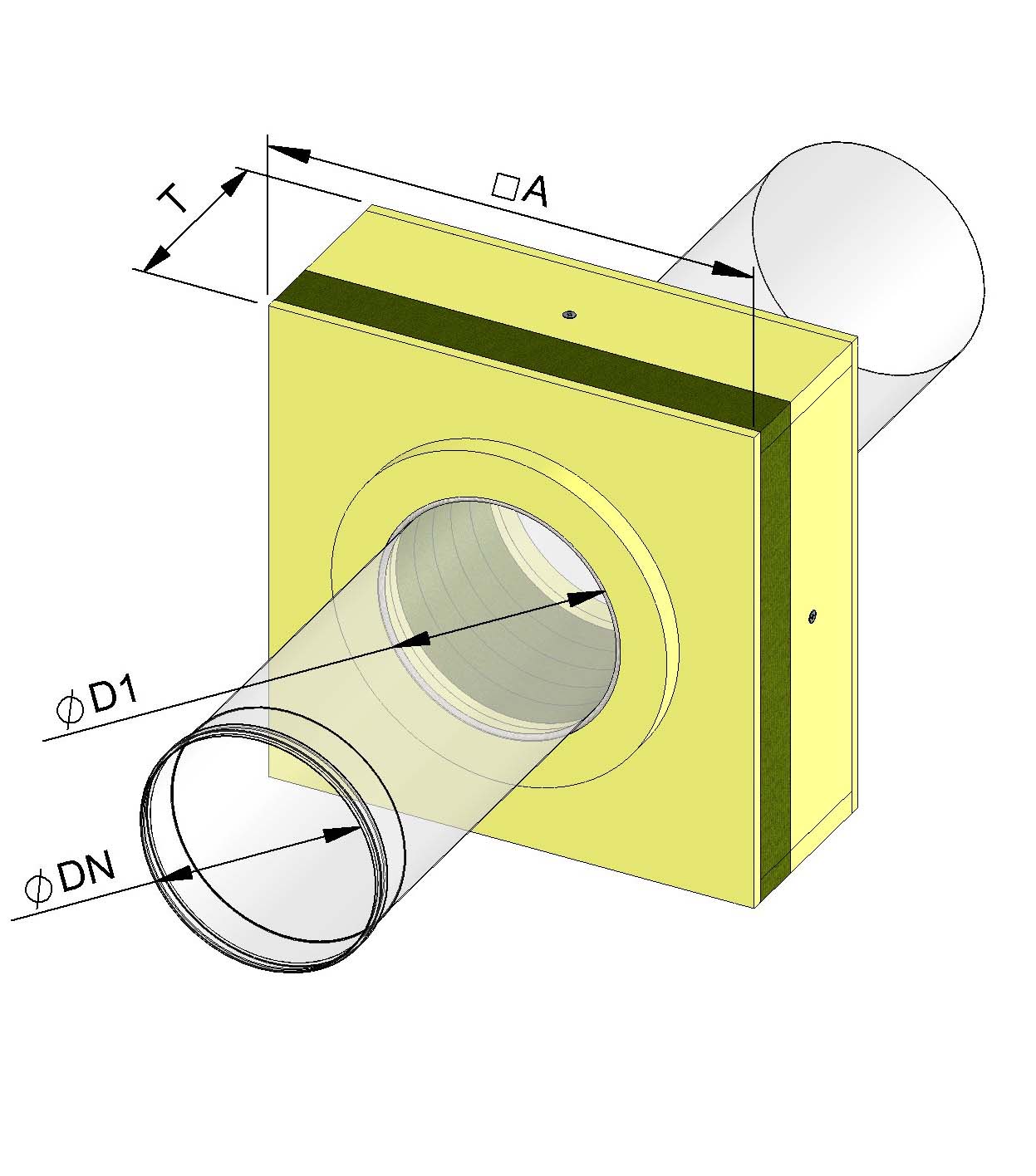 Wanddurchführung 380mm LuxFix38 für einwandige Systeme (EW)