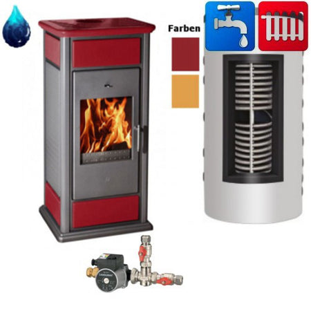 Kaminofen wasserführend Warm CS Basic 15kW inkl. hygiene-Speicher + Rücklaufanhebungsgruppe