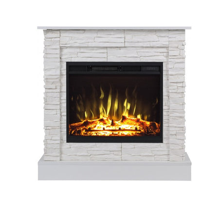 Aflamo LED Standkamin | Vigo Stone weiss