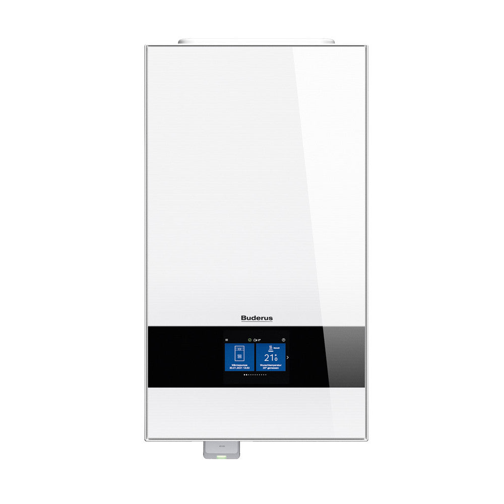 Buderus wandhaengende Waermepumpen-Inneneinheit Logatherm M WLW186i-4 AR E W in Weiss mit zentralem Farbdisplay | Klimaworld.com