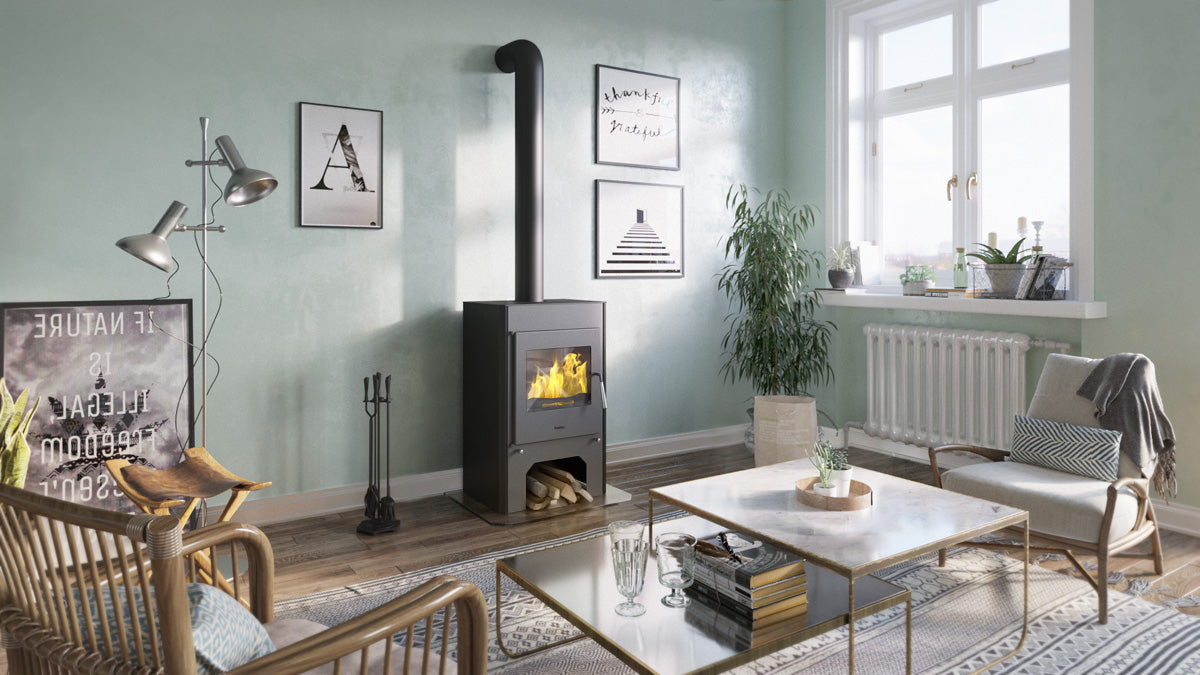 HS-Flamingo Kaminofen Espo III, braun, Ambiente | klimaworld.com