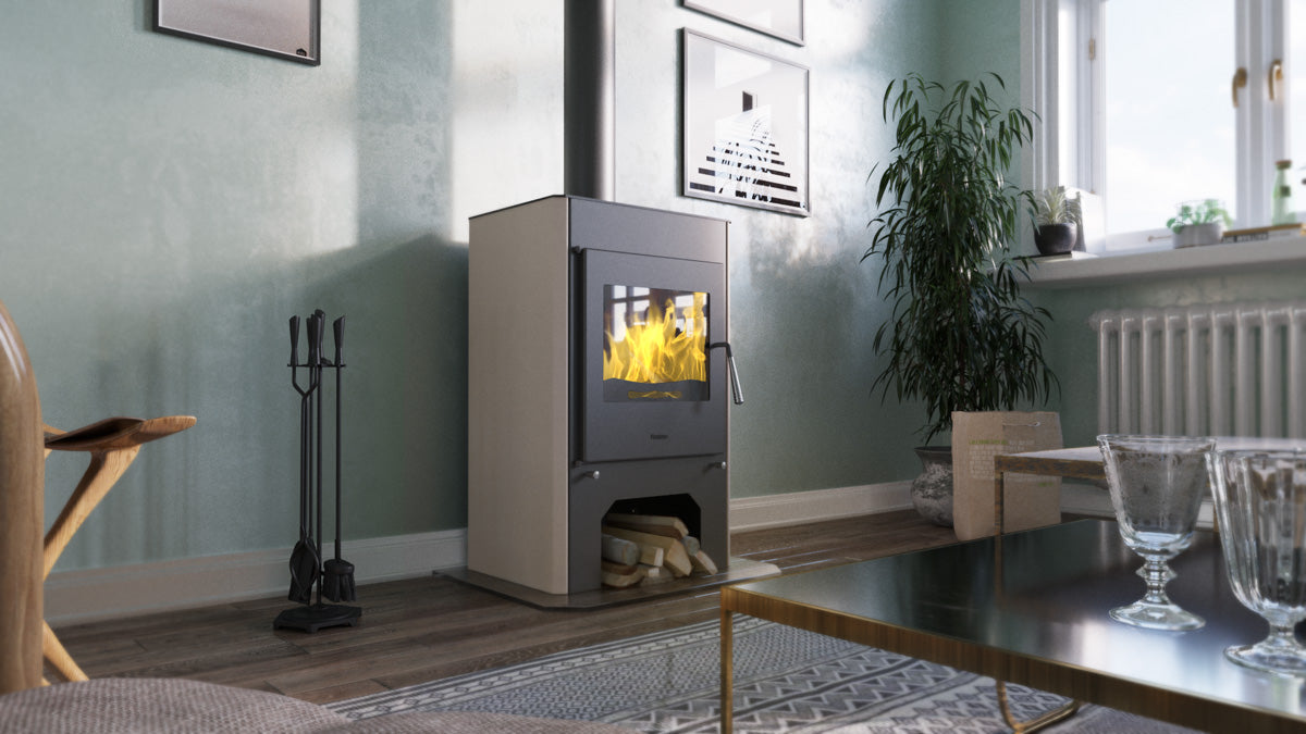 HS-Flamingo Kaminofen Espo III, creme, Ambiente | klimaworld.com