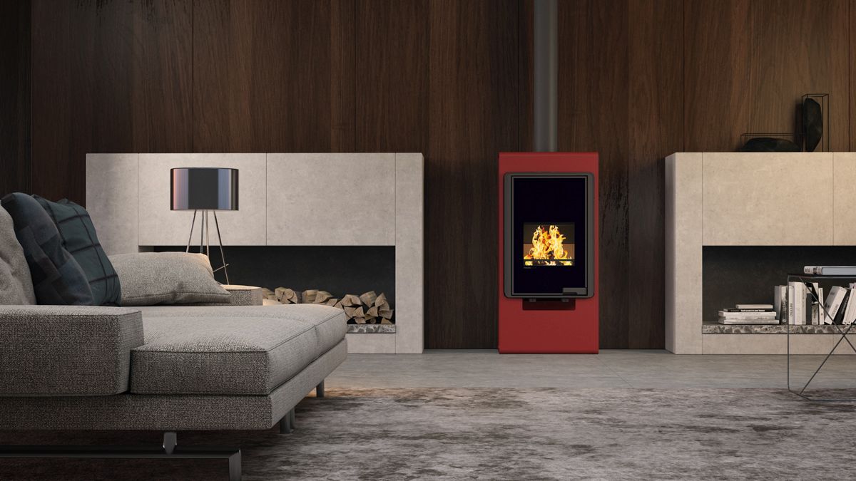HS Flamingo Kaminofen Singa, rot, Ambiente | klimaworld.com