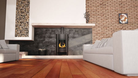 HS Flamingo Warmluftofen Masterflamme Grande I, schwarz, Ambiente | klimaworld.com