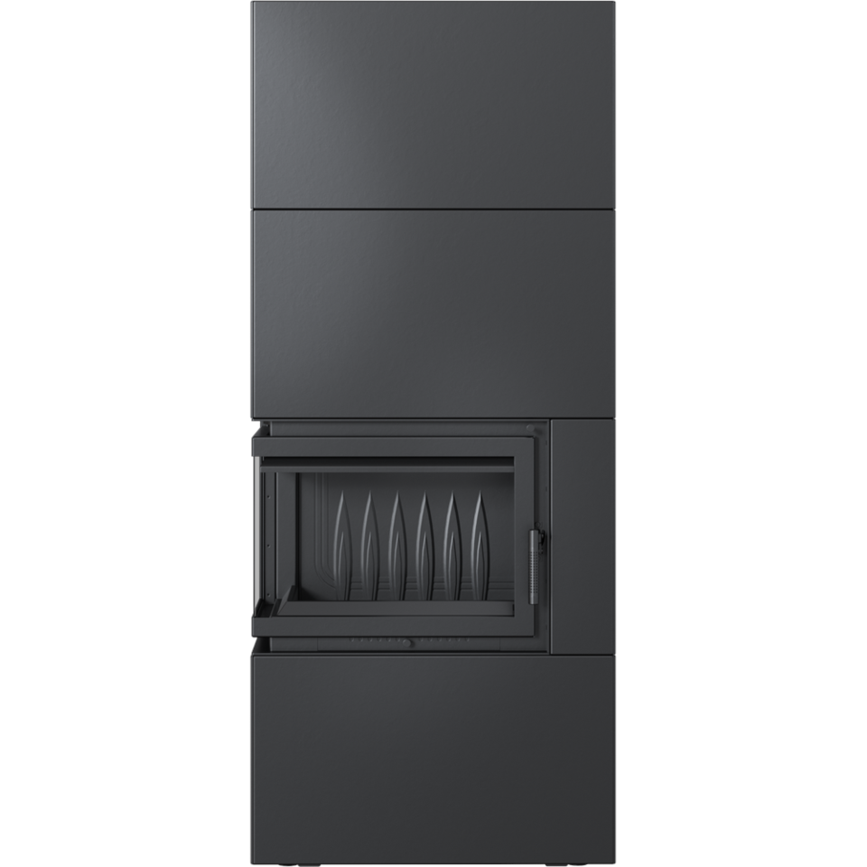 Kratki Kaminbausatz Simple 8 - 2-seitig links | Box schwarz | 8 kW