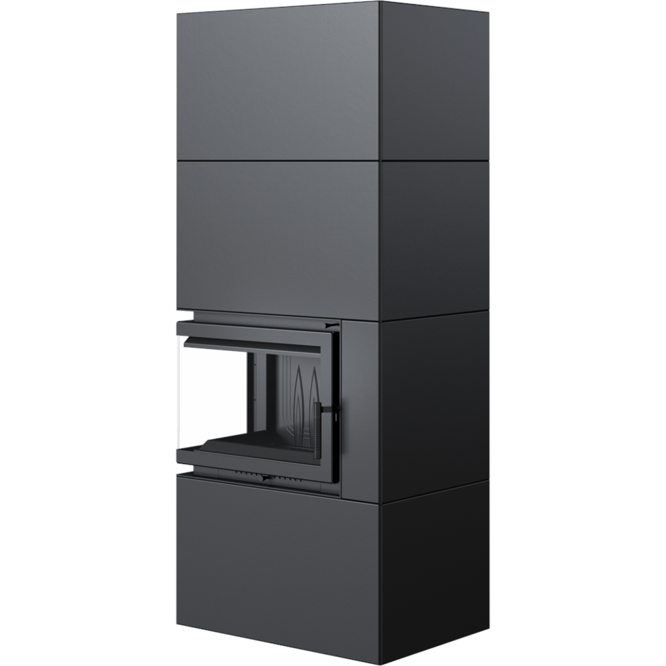 Kratki Kaminbausatz Simple 8 - 2-seitig links | Box schwarz | 8 kW