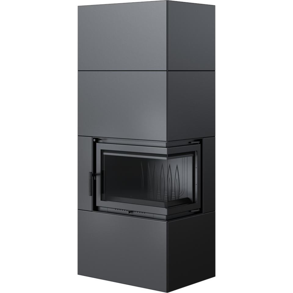 Kratki Kaminofen Simple 8 - rechts | Bauart 1 | Bausatz schwarz | 8 kW