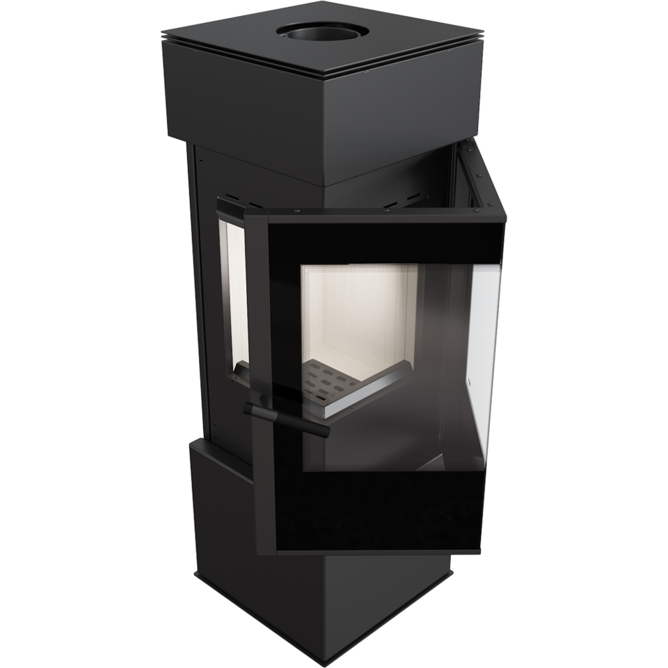 Kratki Kaminofen Thor 8 | Eckkamin - 2-seitig | 8 kW | THOR -> helle Brennraumauskleidung 