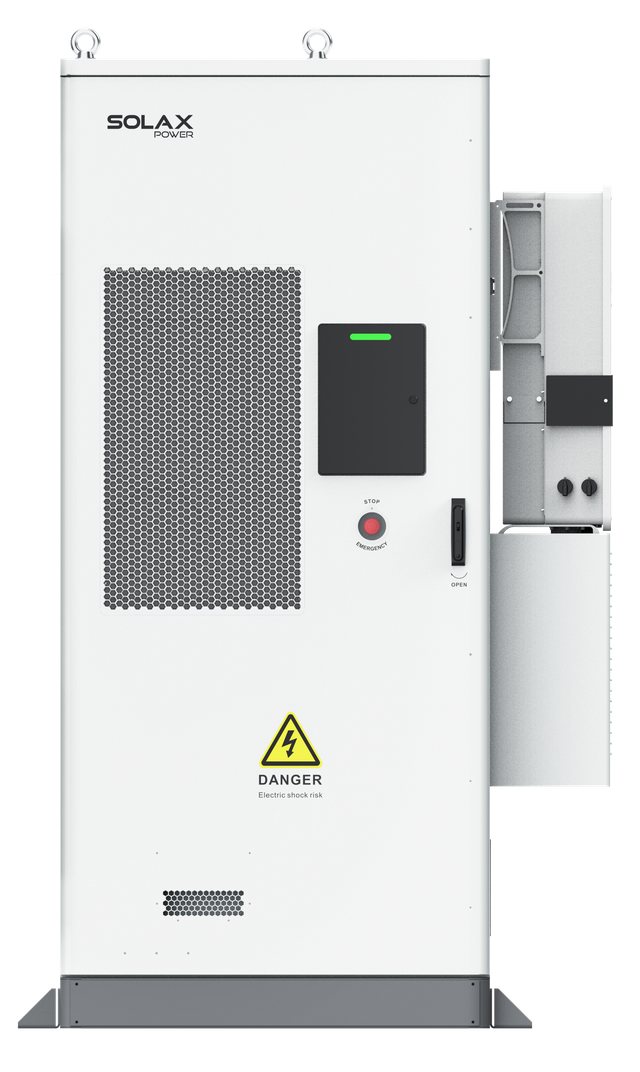 Weißer SolaX AELIO B100 Batterieschrank mit Wechselrichter X3-AELIO-49,9K Frontansicht | Klimaworld