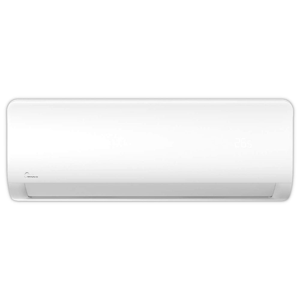 Weisse Midea Xtreme Save Pro Wandklimaanlage mit dezentem Midea-Logo unten links und abgerundeten Kanten | Klimaworld.com