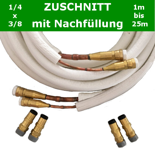 EasyQuick Kupferrohr mit wählbarer Kältemittelfüllung 1/4x3/8 Zoll Zuschnitt