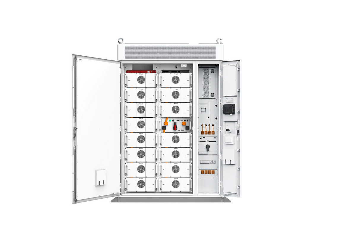 weißer Batterieschrank TRENE-P100B215 Ansicht offenerr Schrank | Klimaworld.com